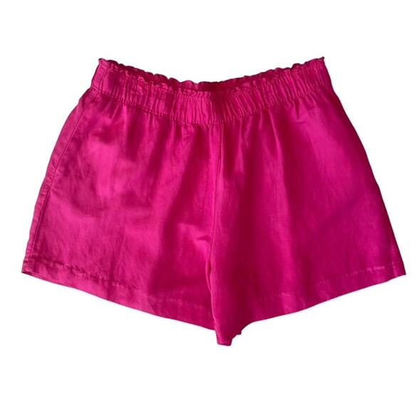 H&M Hot Pink Linen Blend Paperbag Shorts - XL - Picture 1 of 4